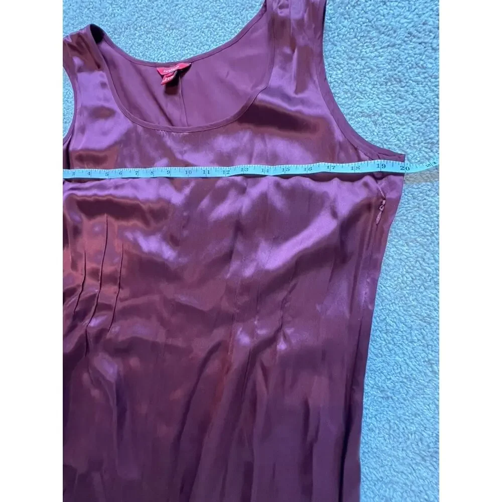 Sundance 100% Silk Burgundy Maxi Dress Size 14 Minimalist Slip Dress